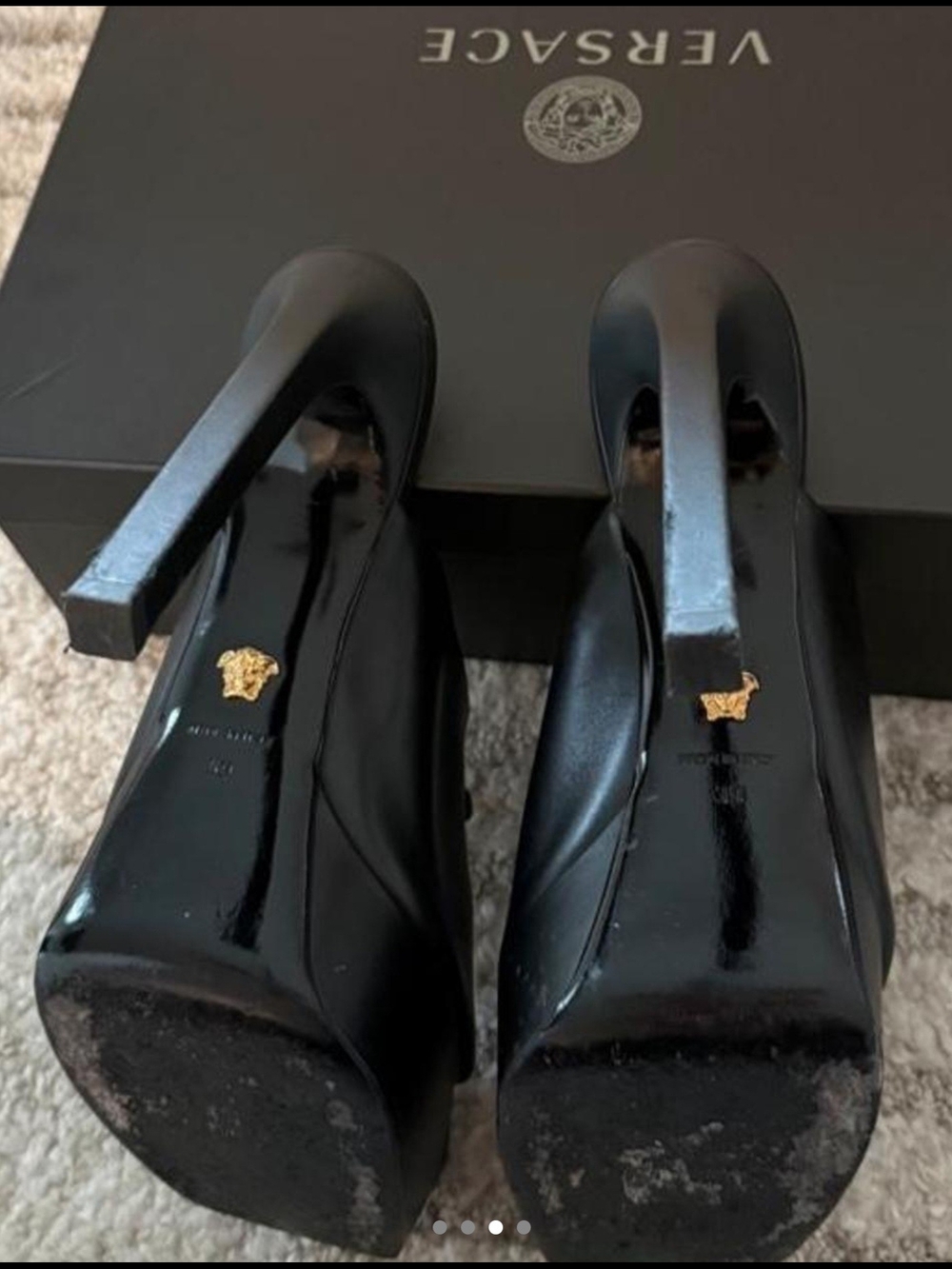 Versace Black Leather Medusa Platform Slide Mules - Picture 3 of 4